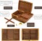 Wooden Jewelry Box with Lock & Key for Women, Medium Size Real Natural Wood Lockable Antique Organizer with Large Storage, Big Ring Compartments, Built in Necklace Hooks, Brown